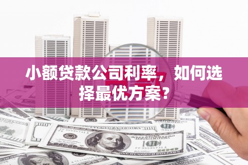 滨江小额贷款公司利率，如何选择最优方案？