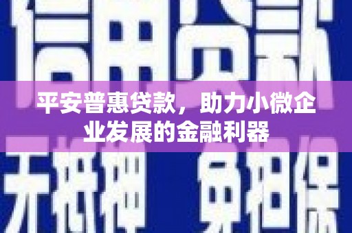 滨江平安普惠贷款，助力小微企业发展的金融利器